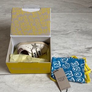 Golden Goose White and Pink Sneakers